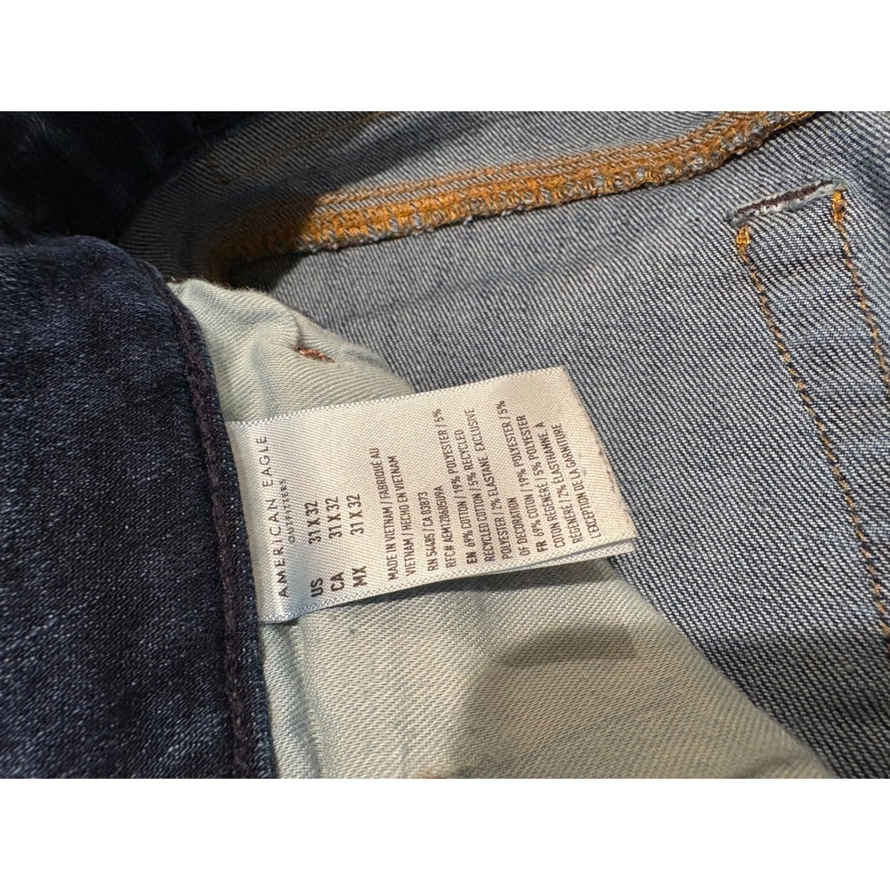 American Eagle Airflex+ Temp Tech Slim Jeans Dark Wash Distressed Mens 31x29 - Picture 9 of 10